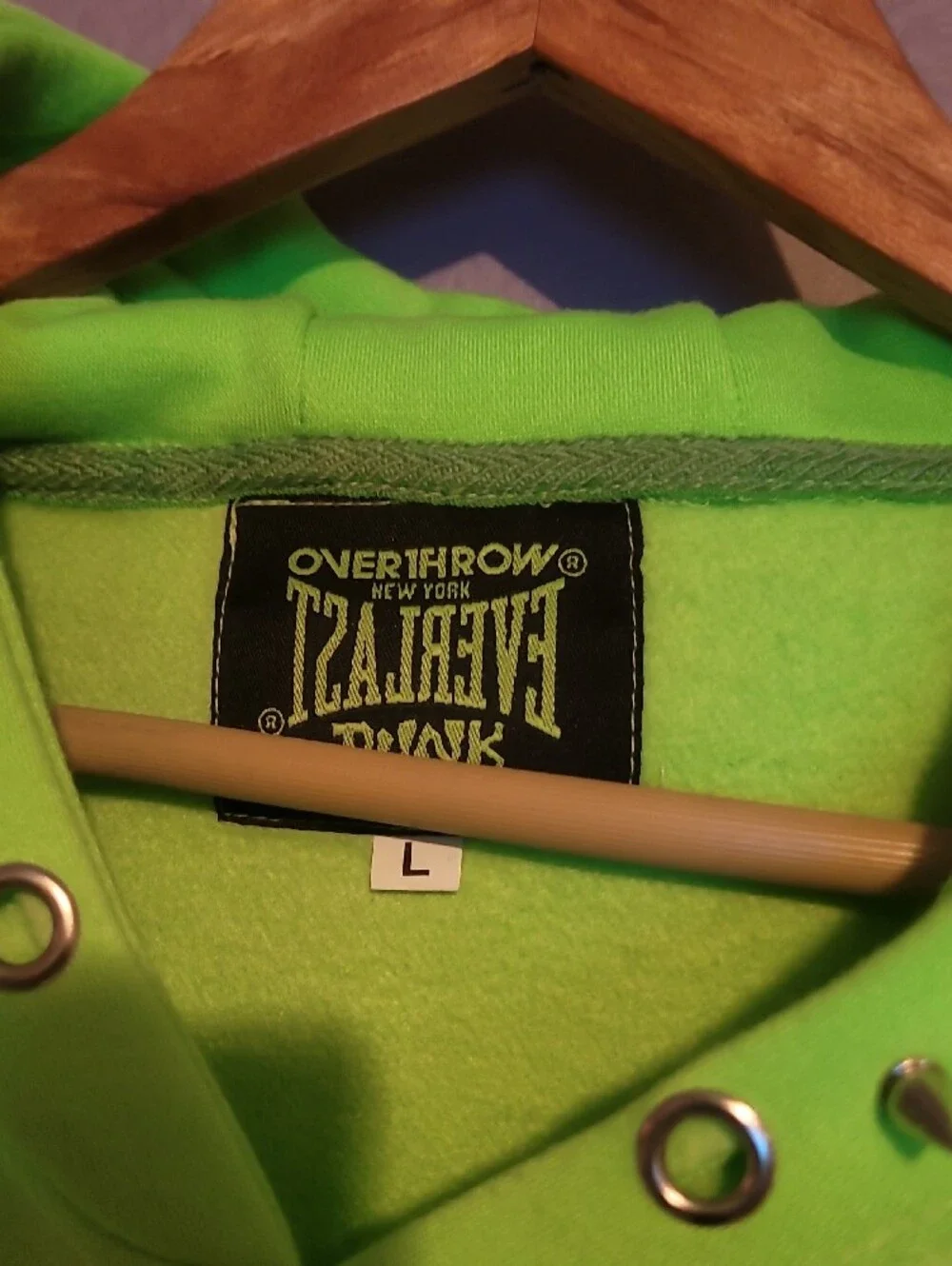 Everlast Neon Green Crewneck Hoodie with Punk Graphic